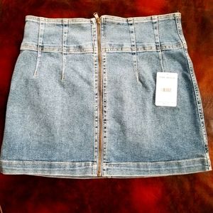 Free People Full Zip Denim Skirt